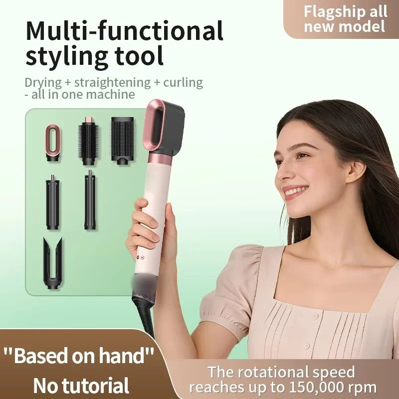 Hair Dryer 6 in 1 Set 150000 RPM Ionic Blow Dryer with Diffuser Fast Drying for Thick Curly Hair Women Gift