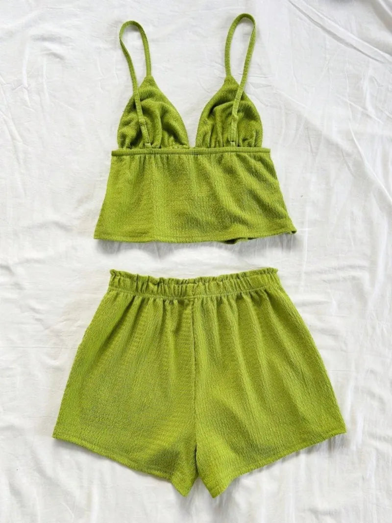 Ensemble 2 Pièces Femme – Vert Olive Élégant