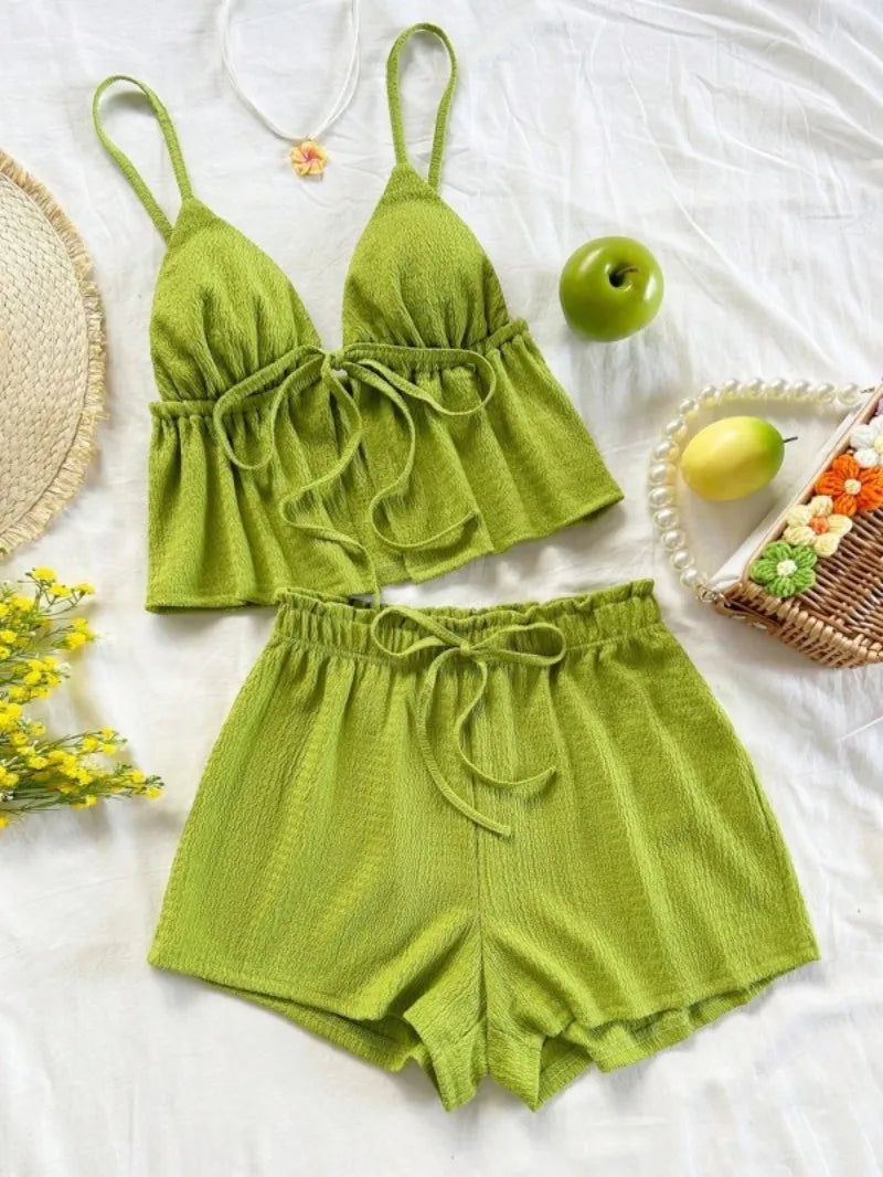 Ensemble 2 Pièces Femme – Vert Olive Élégant