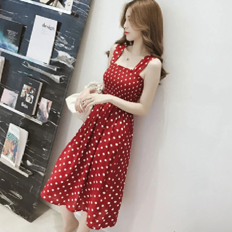 Robe Femme Rouge à Pois Blancs