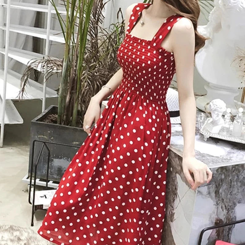 Robe Femme Rouge à Pois Blancs