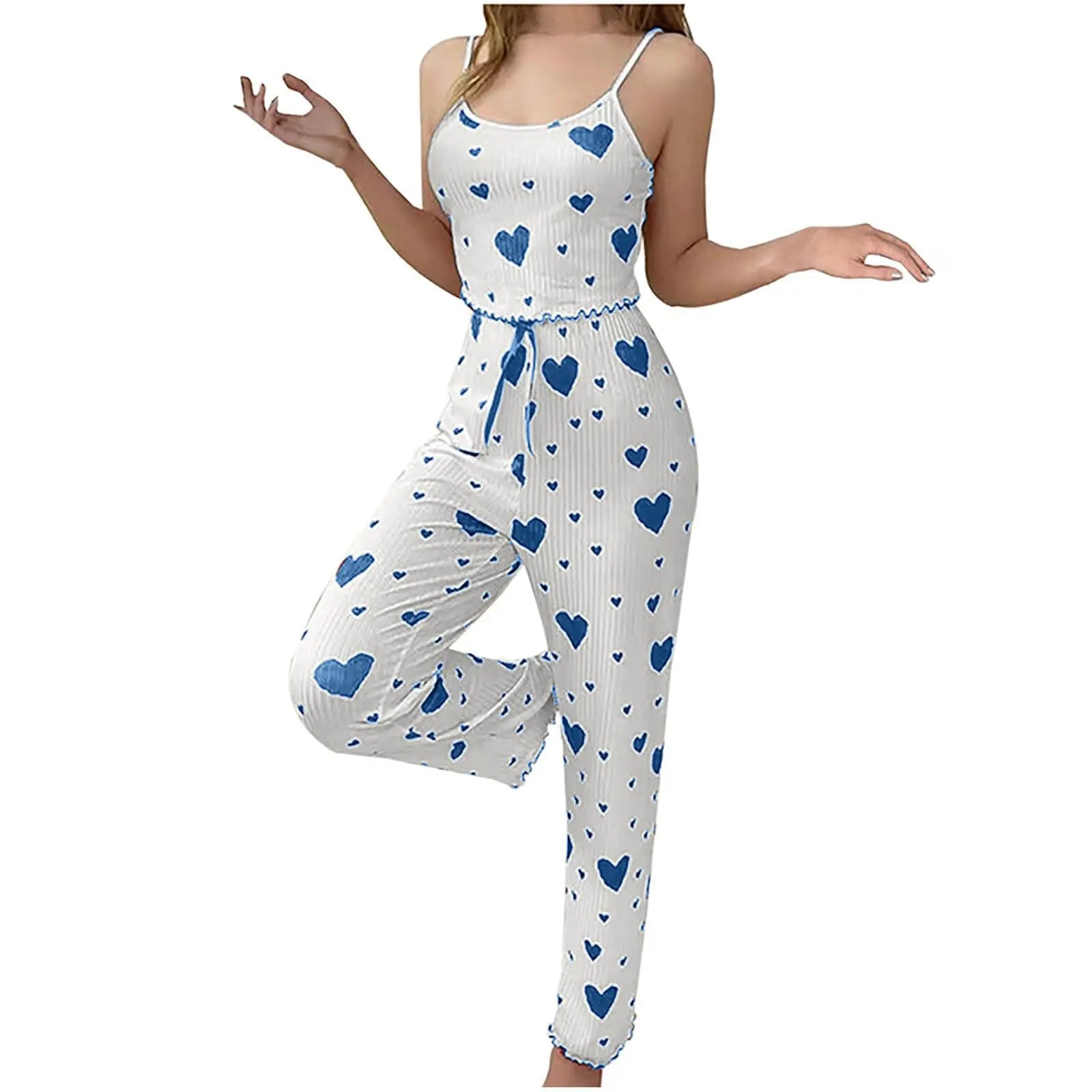 Pajamas Plus Size Pajamas Set 2 Piece Short Vest + Trouser White Breathable Soft Casual Love Print