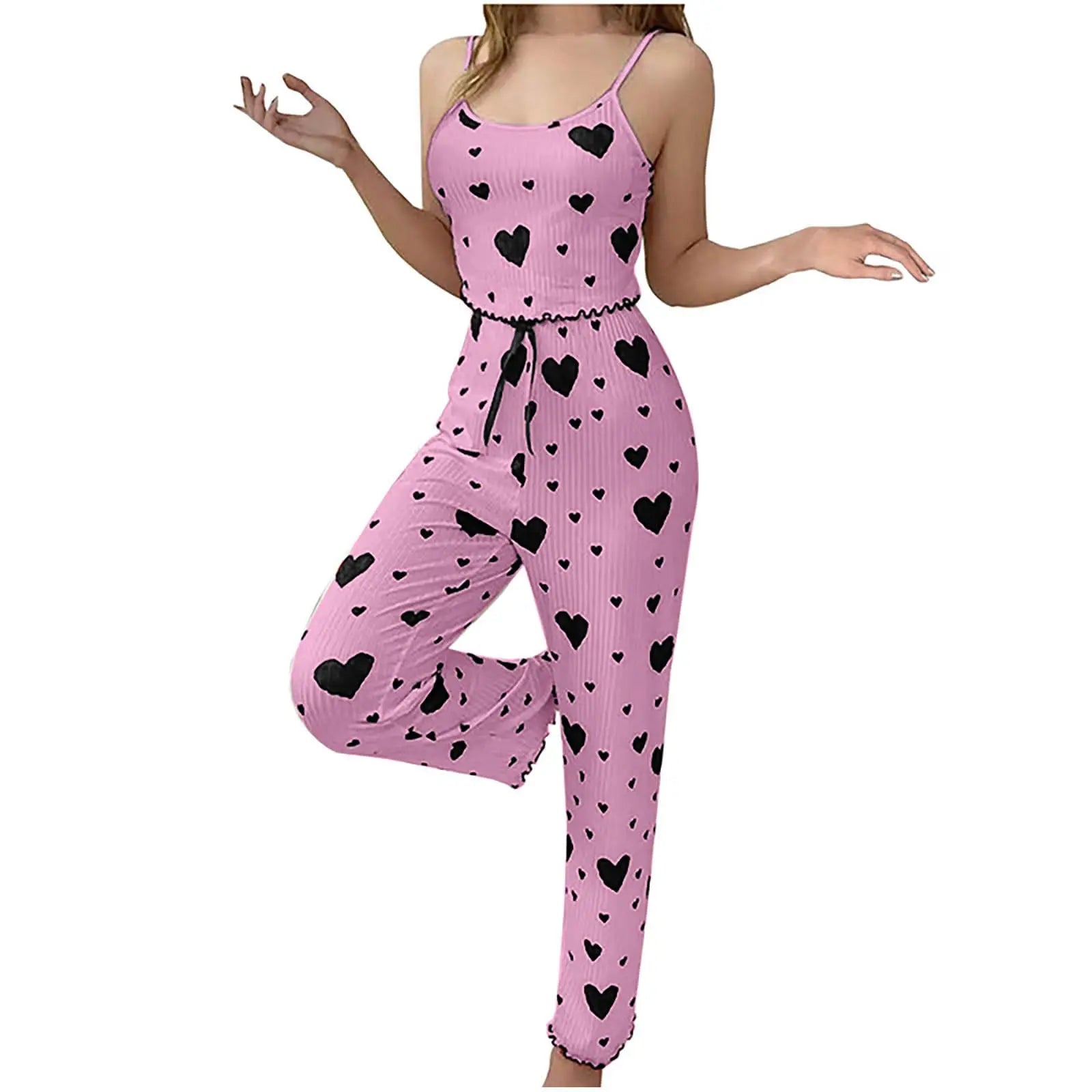 Pajamas Plus Size Pajamas Set 2 Piece Short Vest + Trouser White Breathable Soft Casual Love Print